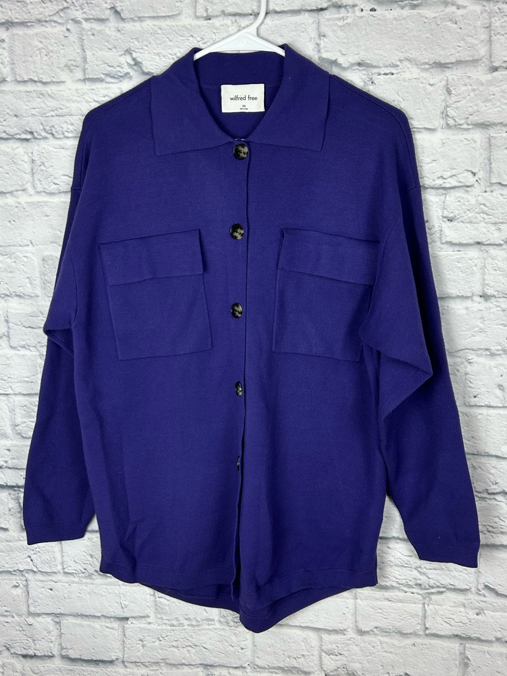Wilfred Free Aritzia Purple Knit Button Front Shirt Jacket Shacket 2XS